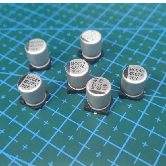 [10pcs] Tụ điện phân nhôm dán bề mặt 16v 270uf 8x9mm