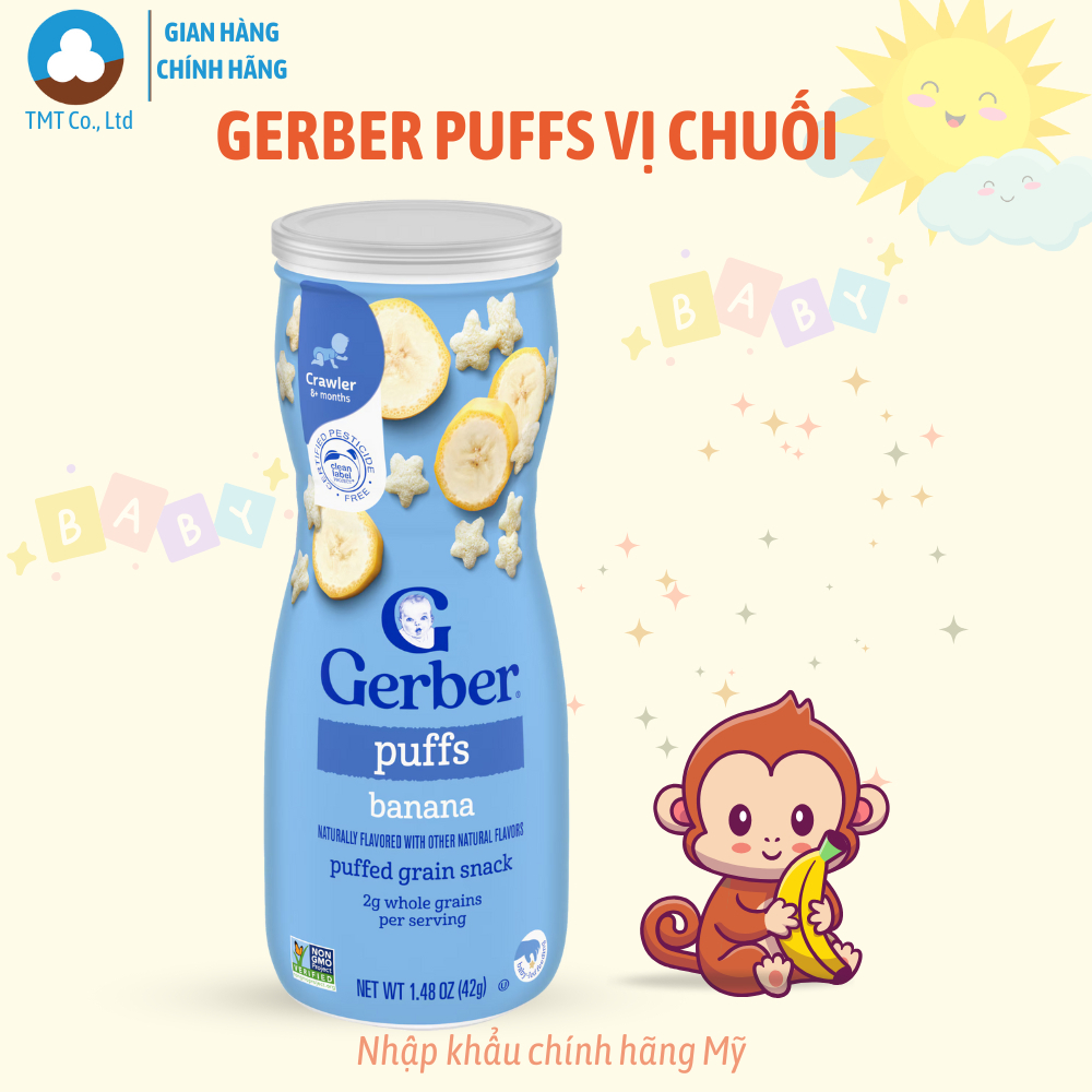 [Hà Nội] Bánh Ăn Dặm GERBER Puffs vị chuối NHẬP KHẨU CHÍNH HÃNG