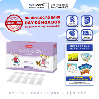   CHÍNH HÃNG BUONA  Nebianax 3% Nebial  Nước muối ưu trương nhỏ mũi giảm nghẹt cho trẻ sơ sinh trẻ nhỏ - Hộp 20 ống x 5ml 