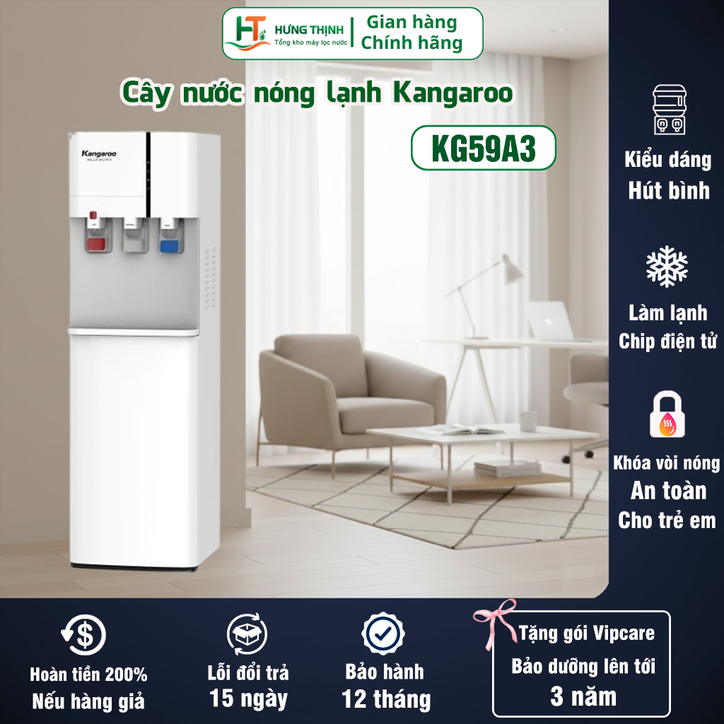 Cây Nước Nóng Lạnh Kangaroo KG59A3 Thiết Kế Âm Bình Gọn Gàng, Sang Trọng