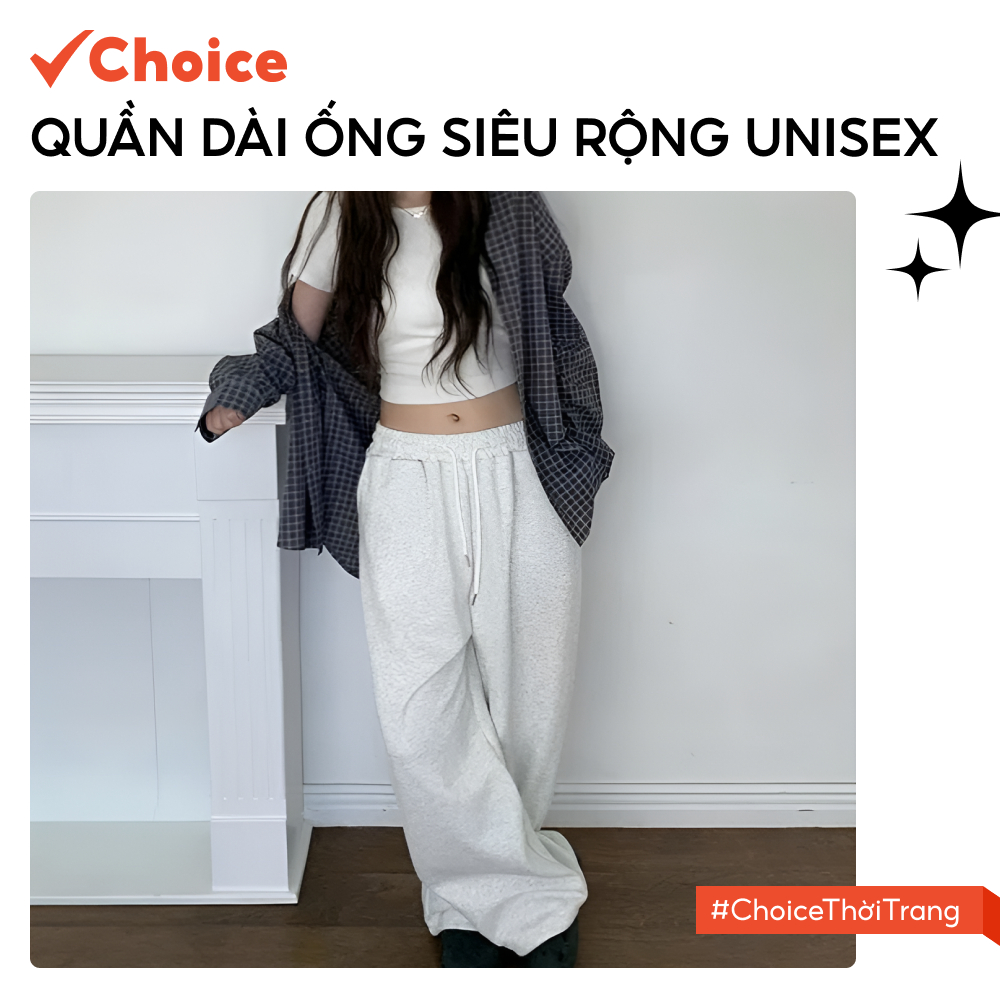 [Choice] Quần Dài Ống Siêu Rộng Unisex, FA1-2713-10 Cạp Chun, Streetwear Cá Tính, Phối Đồ Chất Thr6