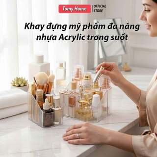 Khay Đựng Mỹ Phẩm Trang Điểm Để Bàn Trong Suốt Tomyhome Hộp Chia Ngăn Đựng Đồ Skincare Đa Năng