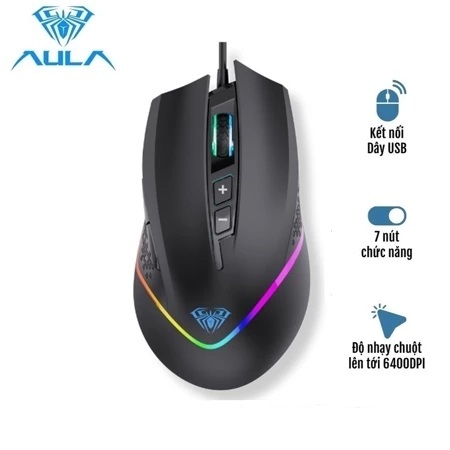 Chuột gaming Aula F805 LED RGB ( Dây 7 Nút Lập Trình Tùy Chỉnh DPI) Bảo hành 24 tháng Chính Hãng