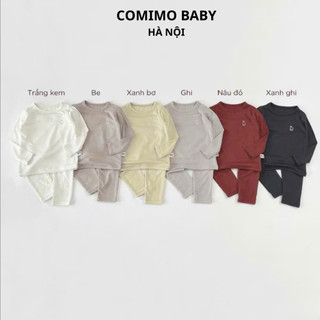 Bộ Dài Tay Cotton Bozip in Thỏ Cho Bé Trai Bé Gái COMIMO BABY – Mặc Mát Điều Hòa, Chống Muỗi, Chất Mềm Mịn Từ 5–18kg
