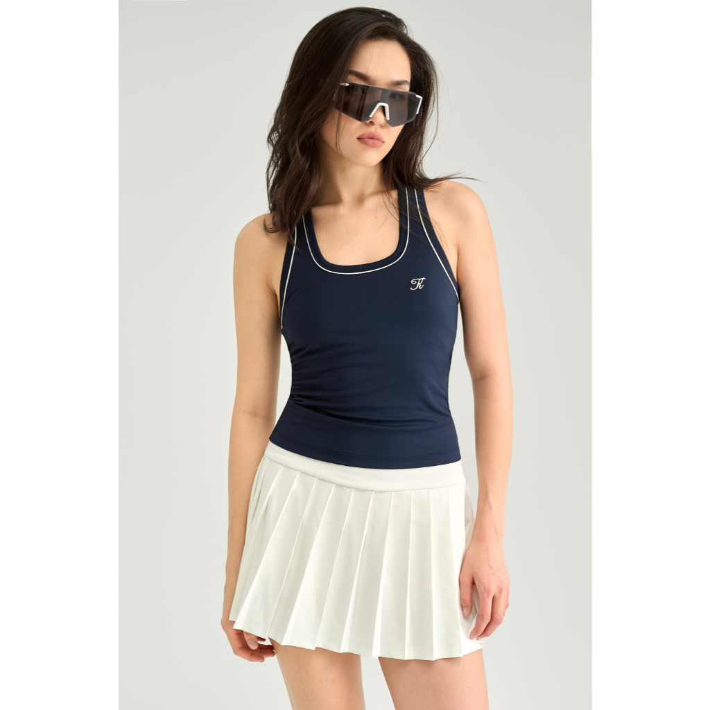 THEKIM Áo ba lỗ thể thao cổ tròn ( mút ngực tháo rời ) , áo tanktop phối viền lé màu in logo ngực T377 | BigBuy360 - bigbuy360.vn