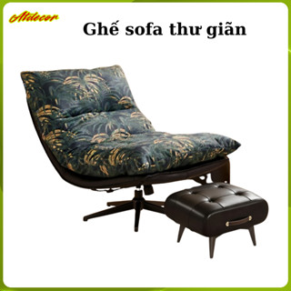   253 Ghế Sofa thư giãn xoay 360 độ Ghế Sofa Đơn Thư Giãn Ghế Lười Thư Giãn Kèm Đôn Vải Bọc Cotton Đệm Bọt Biển 
