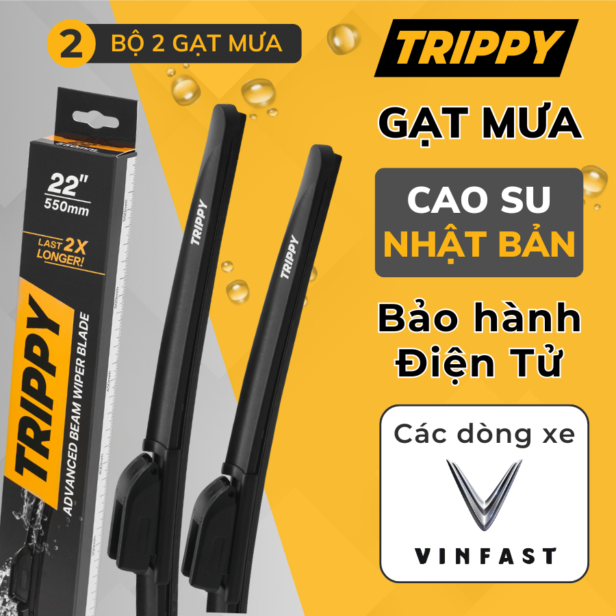 Bộ gạt mưa TRIPPY cho các dòng xe VINFAST - Lưỡi Nhật Bản nhập khẩu