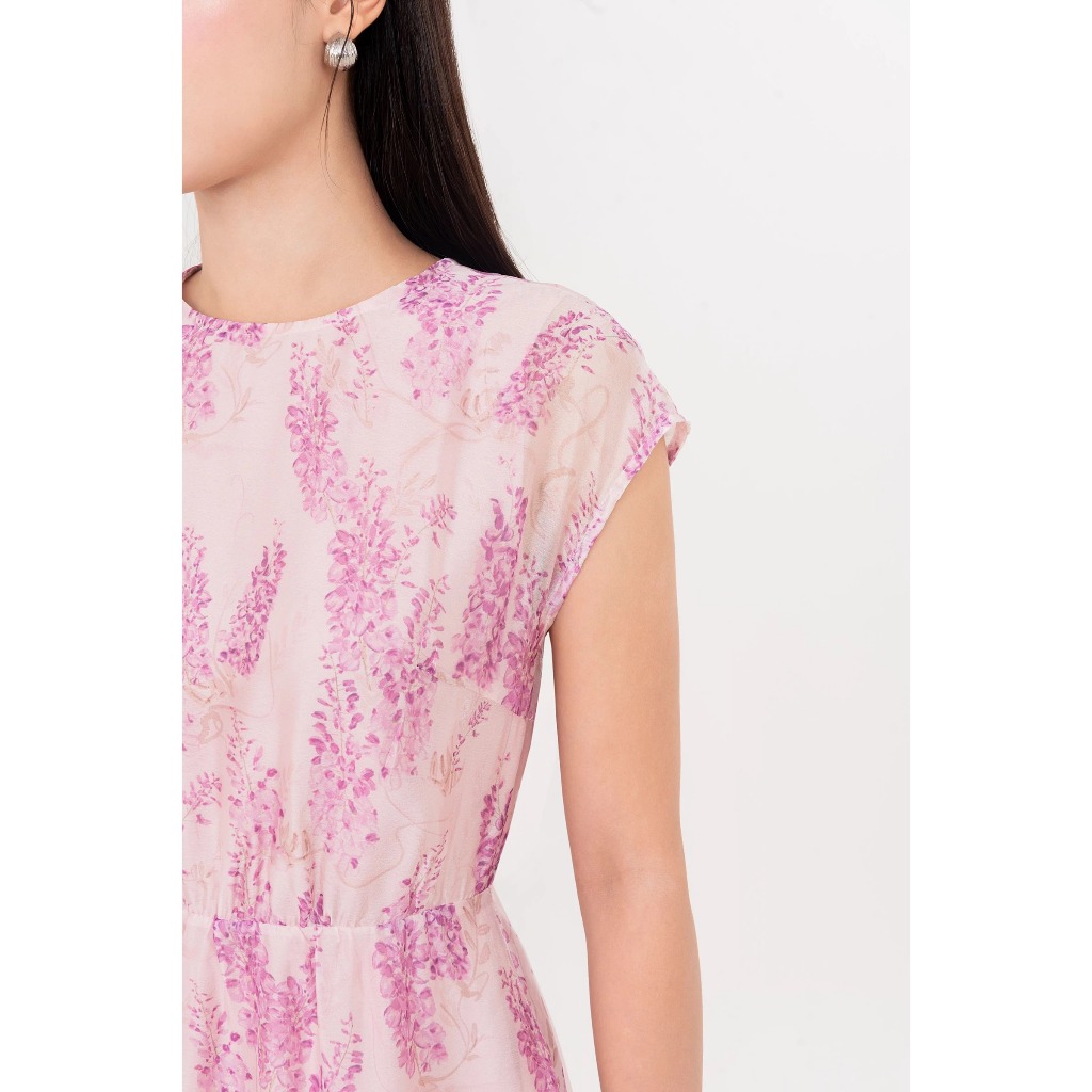 Đầm voan hoa dáng Midi thiết kế bo eo, Đầm dạo phố đi biển nữ IVY moda MS 48T0250 | BigBuy360 - bigbuy360.vn