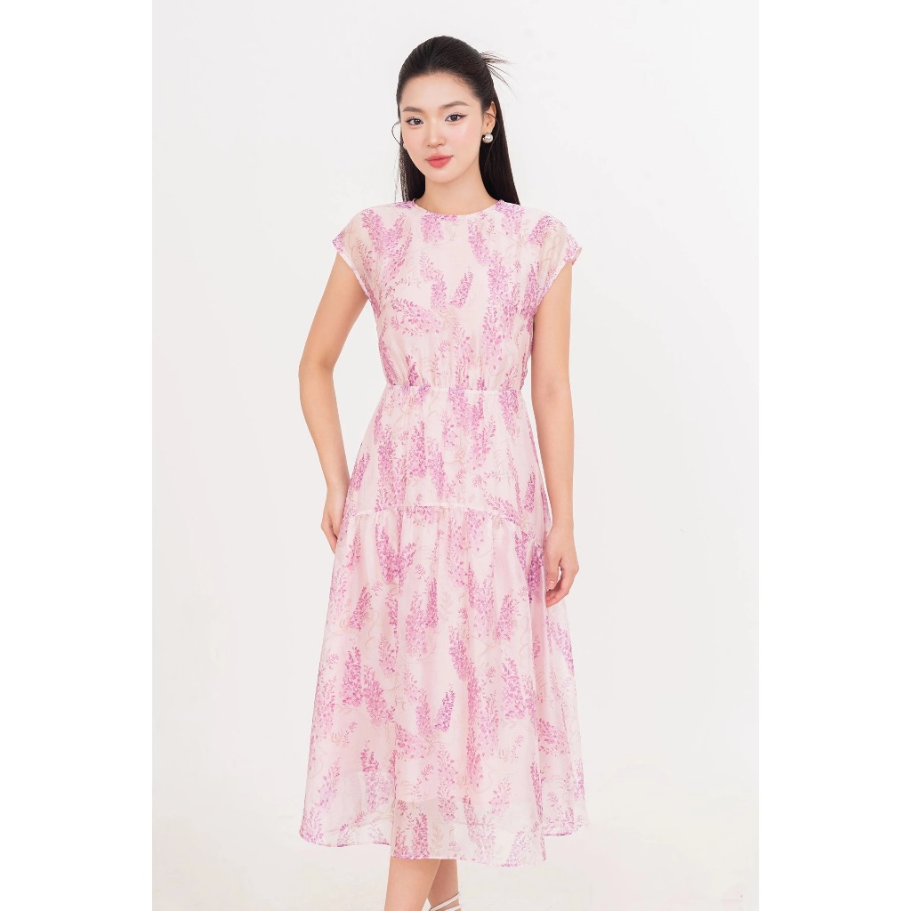 Đầm voan hoa dáng Midi thiết kế bo eo, Đầm dạo phố đi biển nữ IVY moda MS 48T0250 | BigBuy360 - bigbuy360.vn