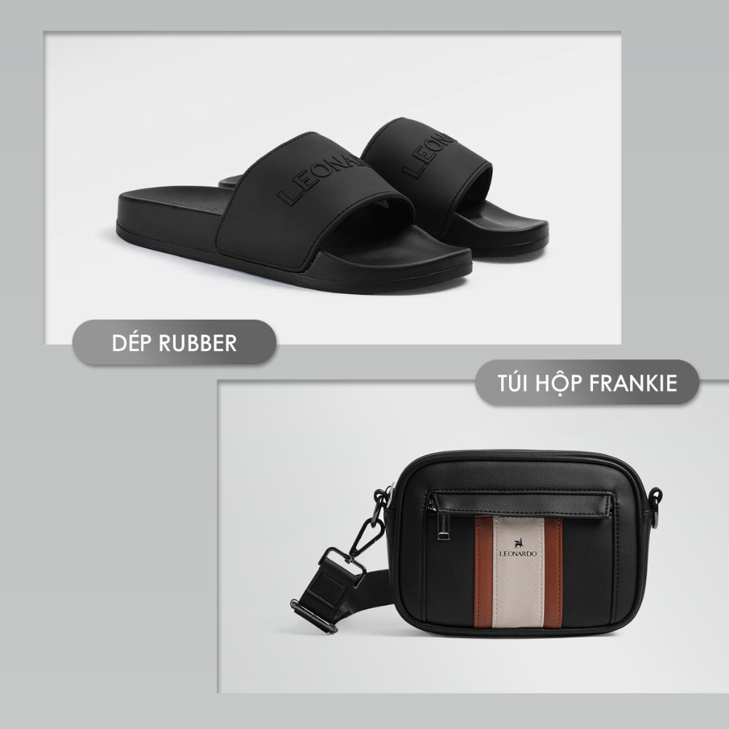 Combo Dép Cao Su & Túi Đeo Chéo Leonardo Unisex, Chống Nước, Tiện Lợi - Leo Rubber/Bags - Combo Dép 
