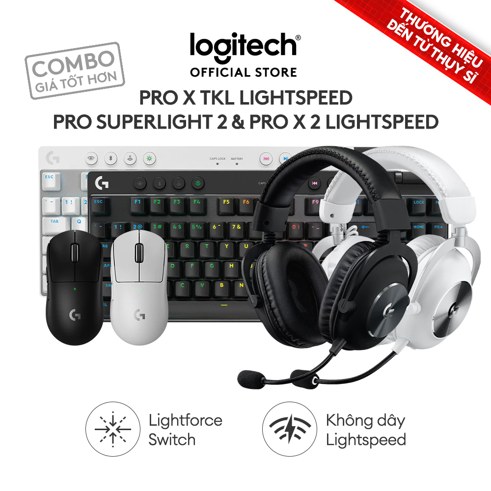 Combo chuột phím tai nghe Logitech G PRO Ver 2 - Chuột G PRO X SUPERLIGHT 2, Phím G PRO X TKL, Tai n