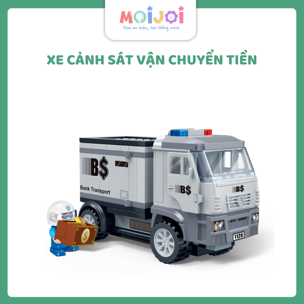 Đồ chơi lắp ráp xe cảnh sát vận chuyển tiền ngân hàng Banbao 7016