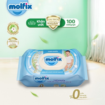 [Gift] Combo 8 gói Khăn ướt Molfix thiên nhiên - 100 miếng/gói