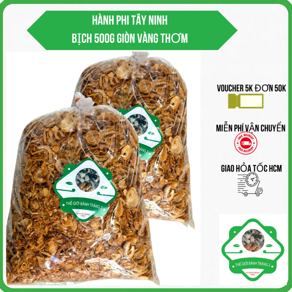 Hành Phi Nguyên Chất 500g – Giòn Thơm Không Bột – Hành Tím Phi Vàng Tươi – Giao Nhanh