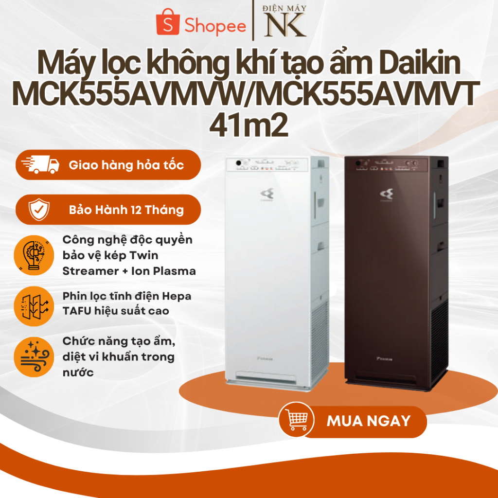 Máy lọc không khí tạo ẩm Daikin MCK555AVMVW - Phin lọc tuổi thọ 10 năm - Bảo Hành 12 Tháng