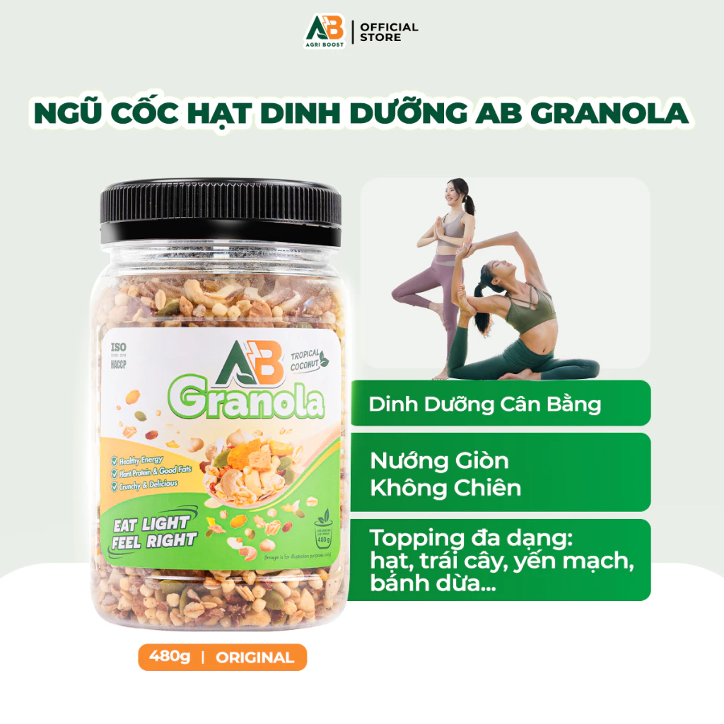 Ngũ Cốc Hạt Dinh Dưỡng Mix Ăn Healthy AB NUTRITION AB Granola 480g Vị Dừa Nhiệt Đới