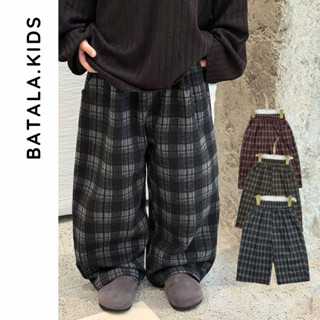  Quần dài thu đông cho bé Batala kids QUẦN SUÔNG DẠ KẺ CARO 3 MÀU THAN NÂU ĐỎ 