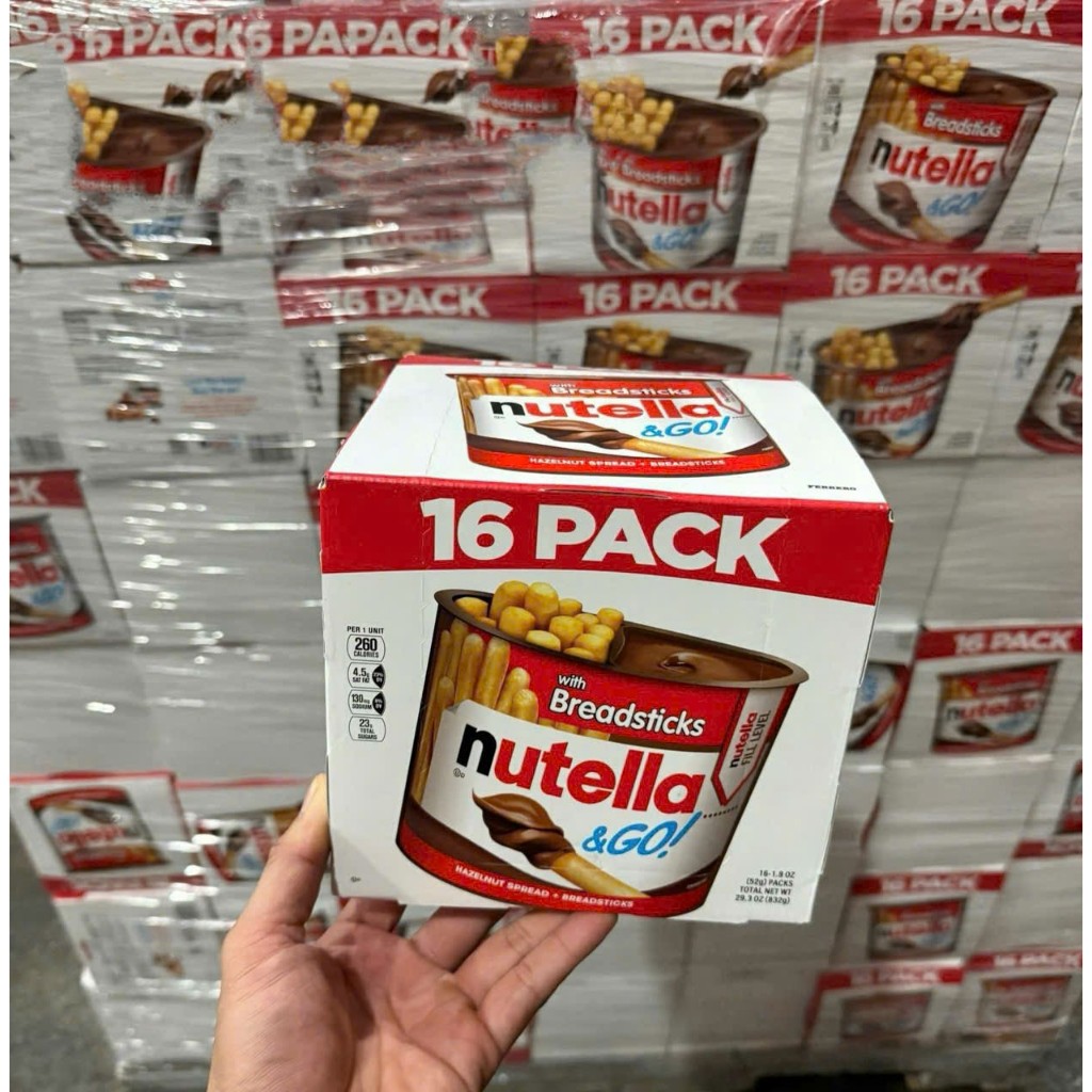 Bánh Que Chấm Sốt Chocolate Nutella & Go Thùng 16 Hộp Mỹ