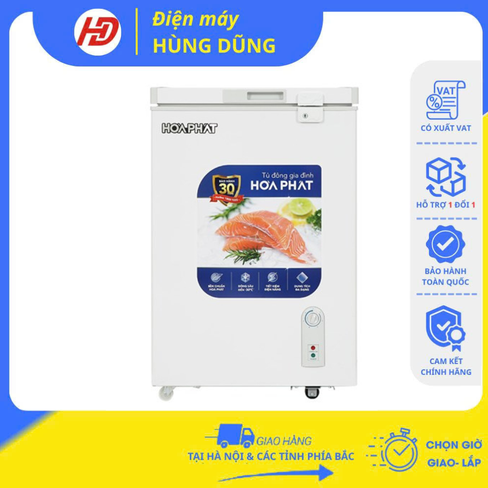 [ SHIP HỎA TỐC 2H TẠI HÀ NỘI ] Tủ đông Hòa Phát 107 lít HPF AD6107/ HPF AD6107G,1 chế độ dàn đồng 10