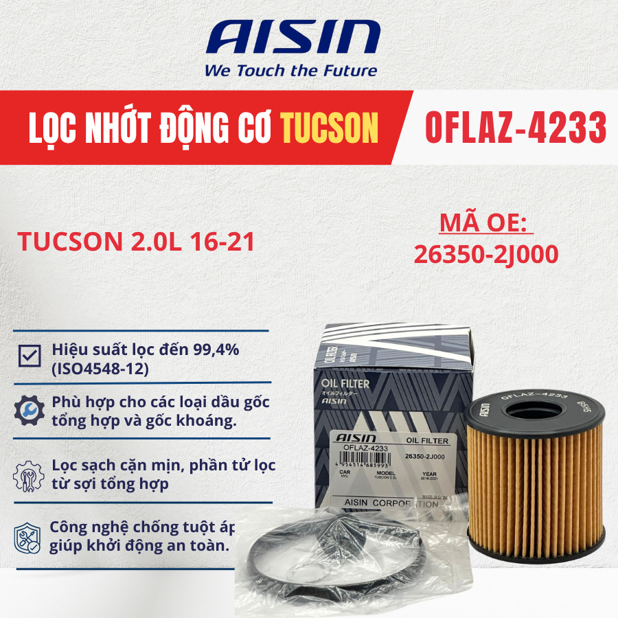[OFLAZ-4233] Lọc nhớt động cơ Hyundai Tucson 2.0L "16-21" mã OE: 26350-2J000