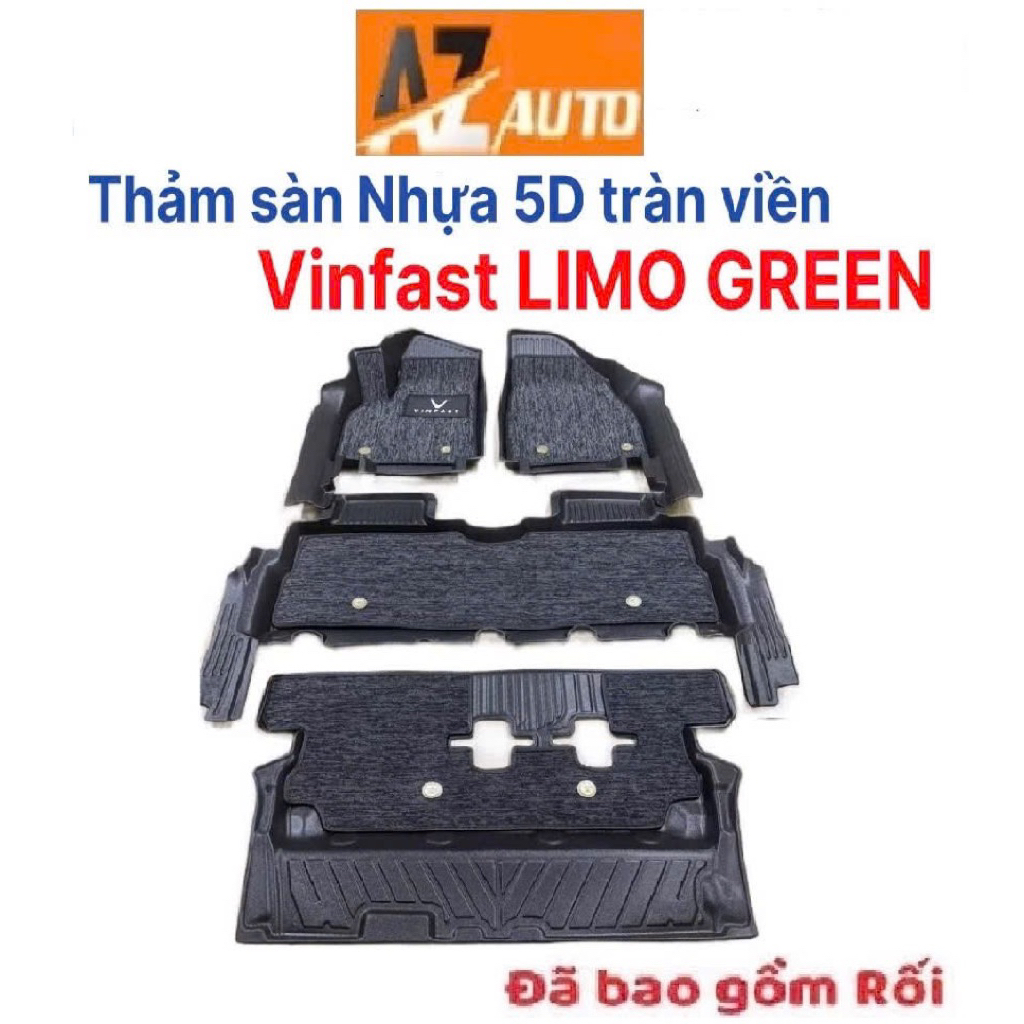 Thảm lót sàn nhựa TPE 5D xe Vinfast Limo Green 2025 kèm rối tràn viền hàng cao cấp, sàn cao su và lót cốp