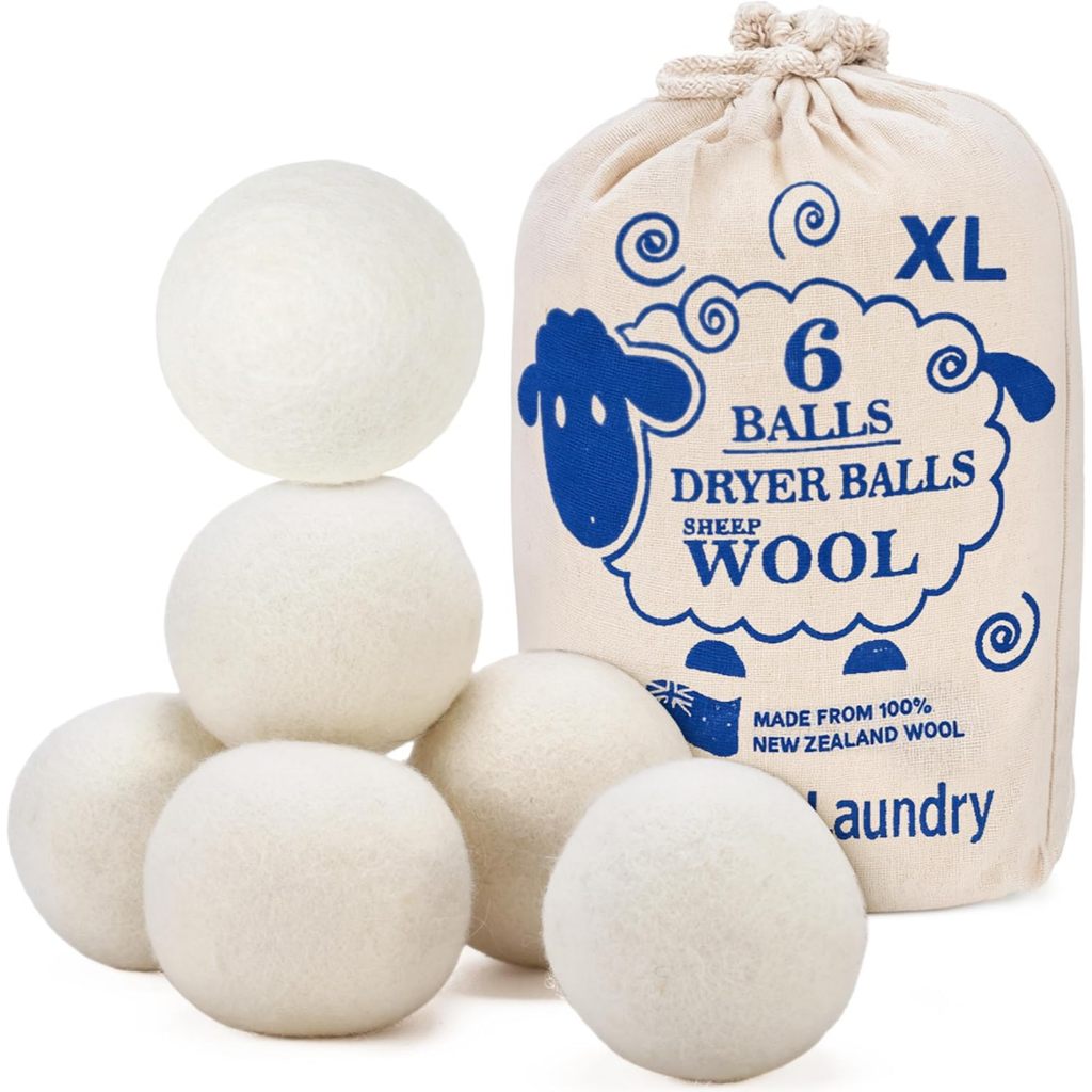 TÚI 6 BÓNG GIẶT LEN New Zealand Handy Laundry Wool Dryer Balls – Mềm Vải Tự Nhiên, Dùng 1.000 lần