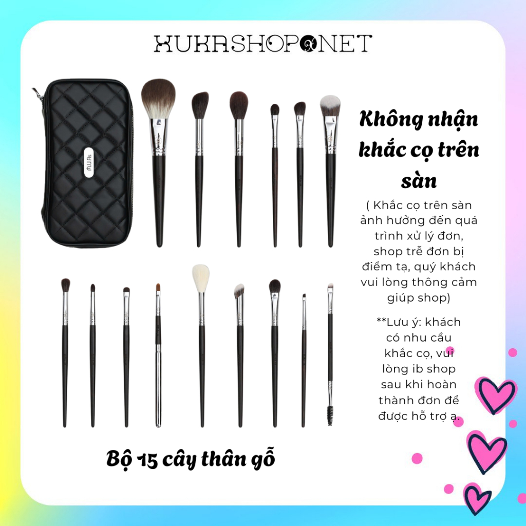 [Bộ cọ MUA][15 cây thân gỗ] Bộ cọ Mua Accessories thân gỗ 15 cây chất lông mền mịn