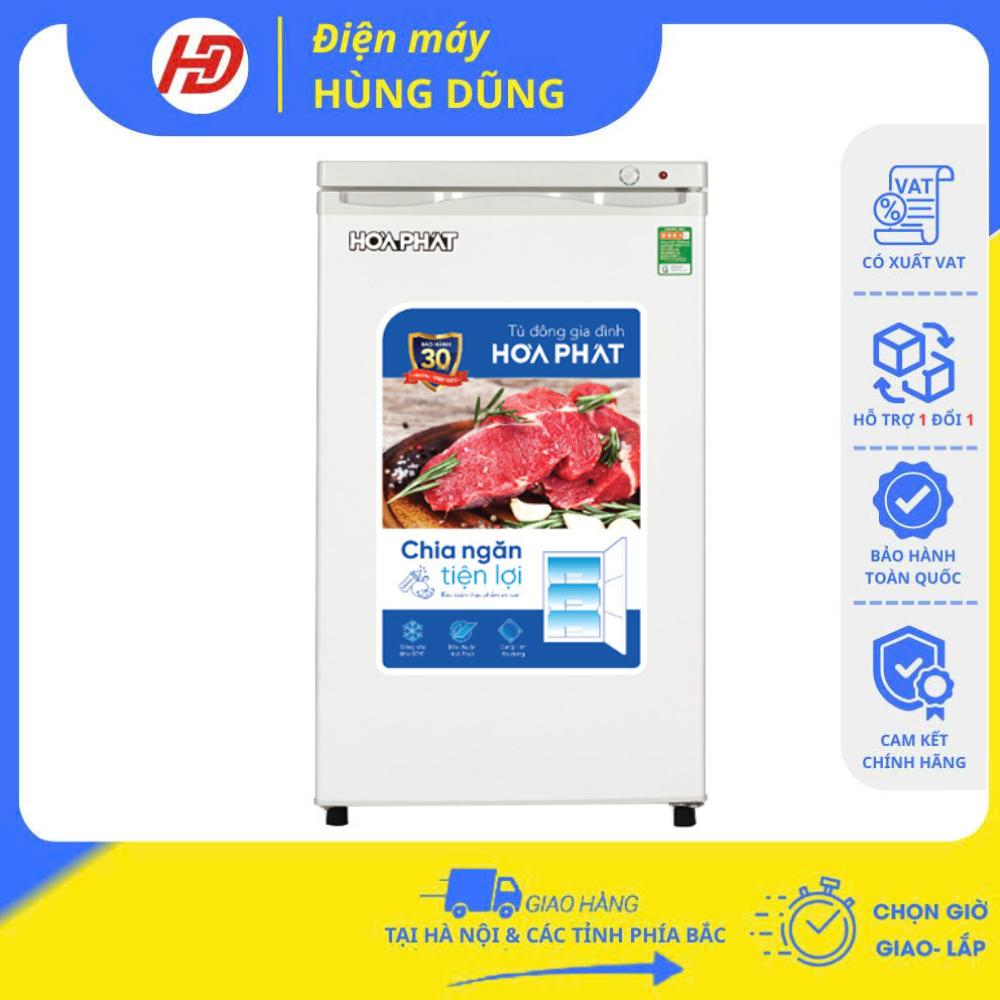 [ SHIP HỎA TỐC 2H TẠI HÀ NỘI ] Tủ đông đứng Hòa Phát 106 lít 4 ngăn HPF UAH6106 - Bảo hành chính hãng 24 tháng
