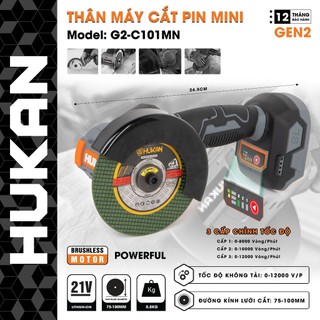  Máy cắt pin mini cầm tay HUKAN G2-C101MN 3 cấp chỉnh tốc độ Có đảo chiều cắt Không chổi than 