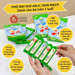 Phô mai que Arla Kids Sticks vị thơm ngon Hộp 6 gói (18g) cung cấp protein, canxi cho trẻ em
