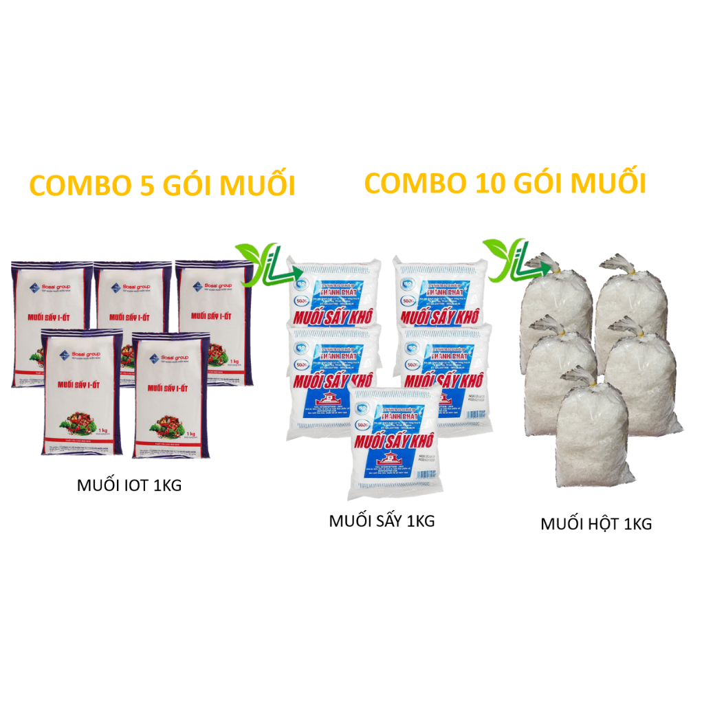 [COMBO 5-10 GÓI] Muối Iot, Muối Sấy Thành Phát, Muối Hột, Muối Bọt Trắng