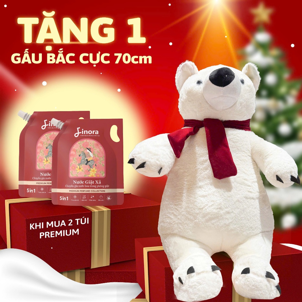 Combo 2 nước giặt Finora phiên bản Premium 1 Lít + Tặng 1 Gấu Bắc Cực khổng lồ