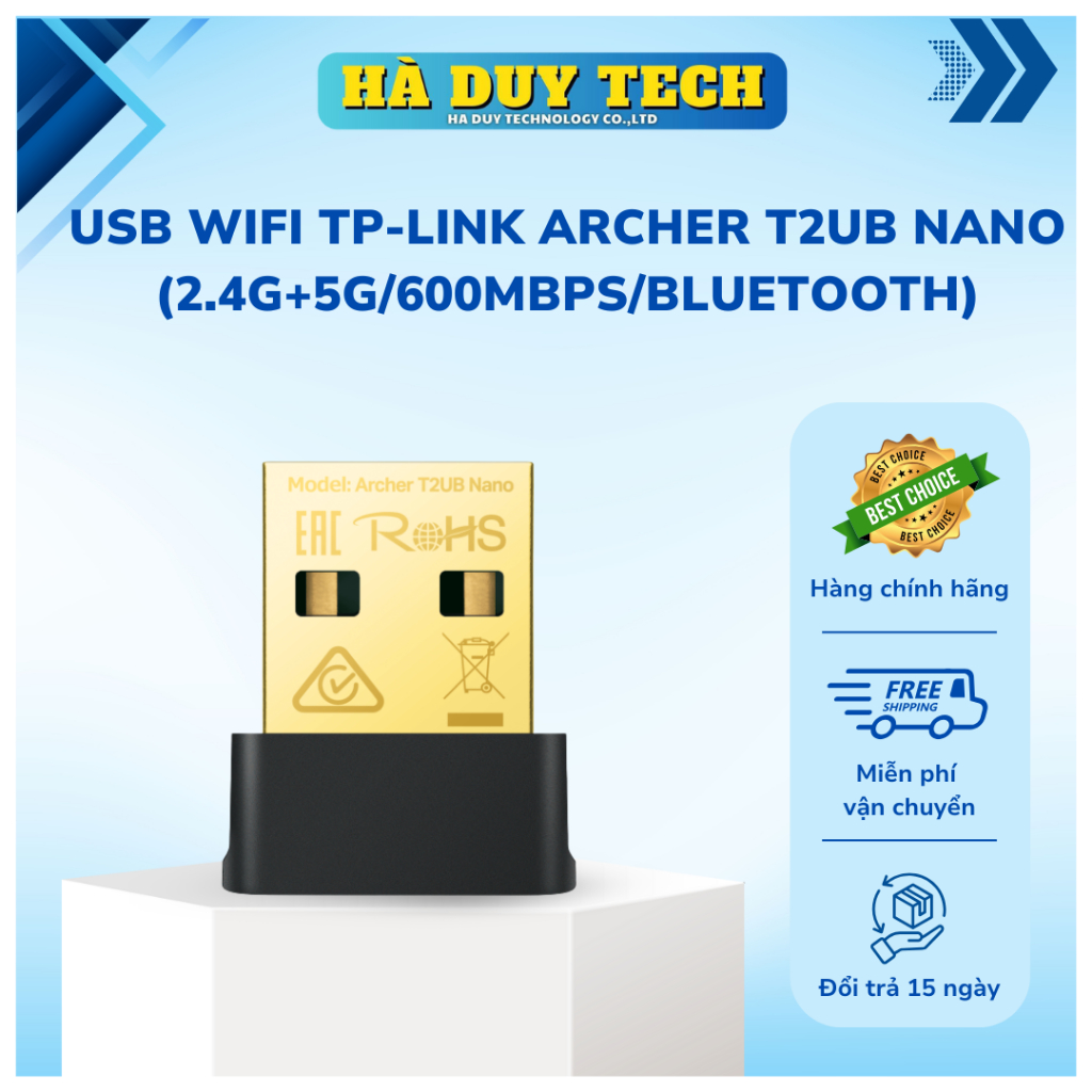 USB WIFI TP-LINK ARCHER T2UB NANO (2.4G+5G/600Mbps/Bluetooth) - Chính Hãng - BH 12T - Hà Duy Tech