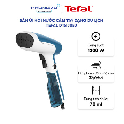 Bàn ủi hơi nước cầm tay dạng du lịch Tefal DT6130E0 - 1300W, 70 ml, Phun Hơi, Làm Nóng Nhanh - Bảo hành 24 tháng