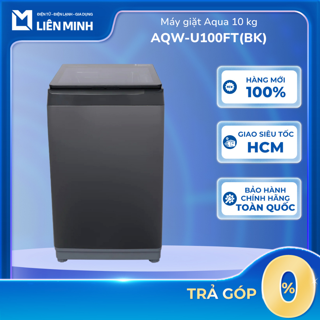 [Shopee - Lắp đặt 0Đ HN HCM] - Máy Giặt Lồng Đứng AQUA 10kg AQW-U100FT(BK)