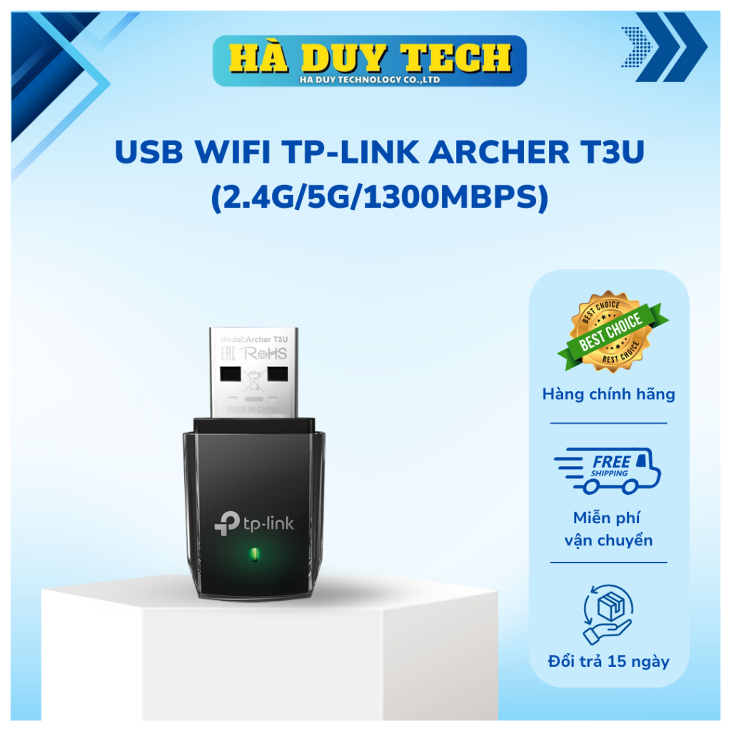 USB WIFI TP-LINK ARCHER T3U (2.4G/5G/1300Mbps) - Chính Hãng - BH 24T - Hà Duy Tech