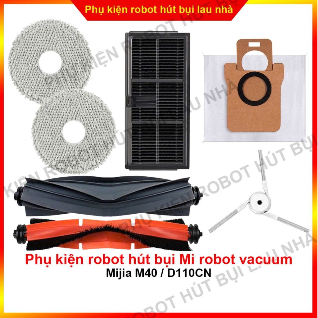 Chổi cạnh, chổi chính, lọc bụi, khăn lau, túi rác, chổi robot hút bụi Mi robot vacuum Mijia M40 / D1