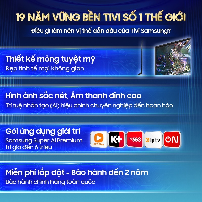 Smart Tivi Samsung 4K DU7000KXXV - Miễn phí lắp đặt