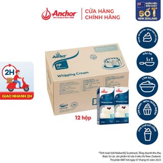  Thùng 12 Kem sữa tươi tiệt trùng Anchor Whipping cream hộp 1 lít 