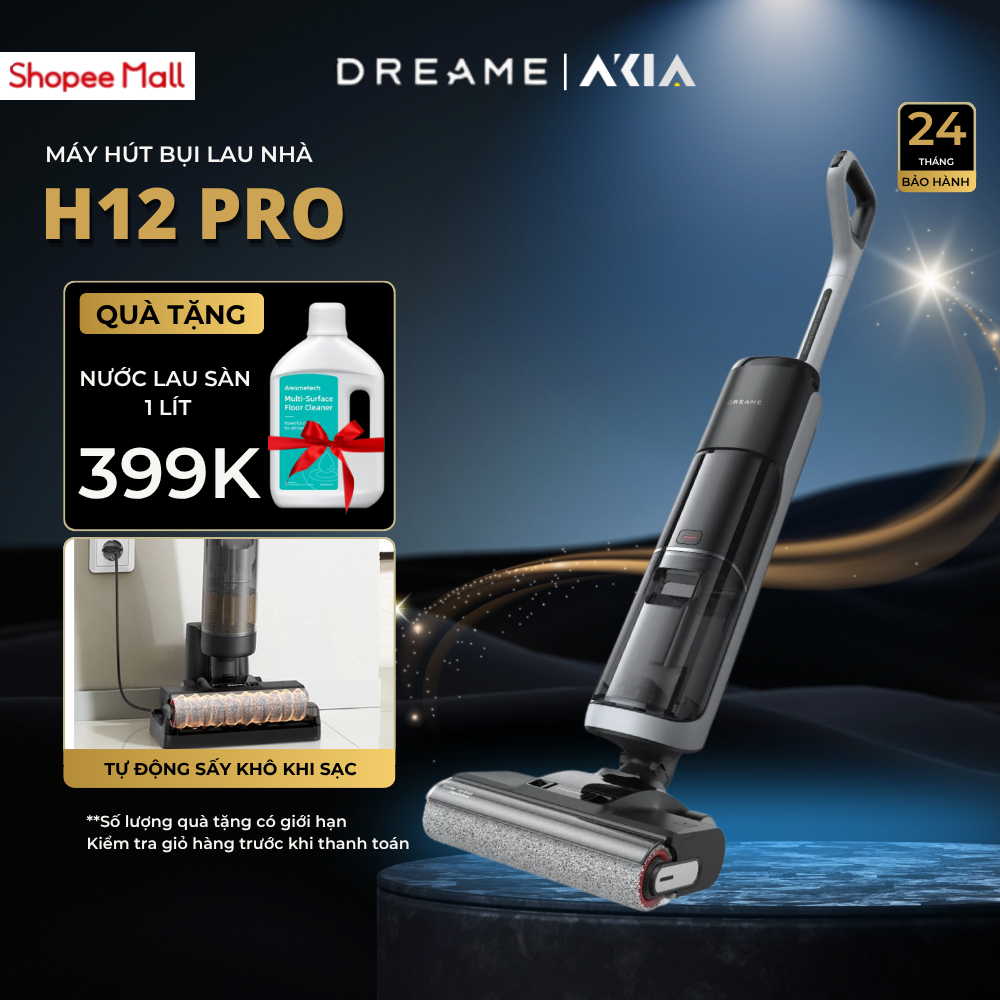 Máy lau sàn hút bụi Dreame H12 Pro - Lực hút 14.500Pa - Công suất 300w - Bảo hành 24 tháng