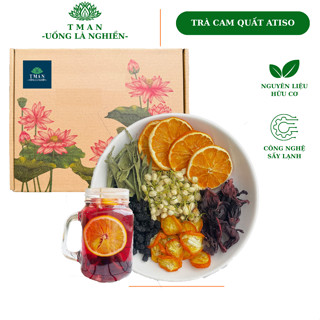 Trà detox cam quất mix atiso, dâu tằm, cỏ ngọt, hoa nhài đẹp da, đẹp dáng, thanh lọc cơ thể, mát gan