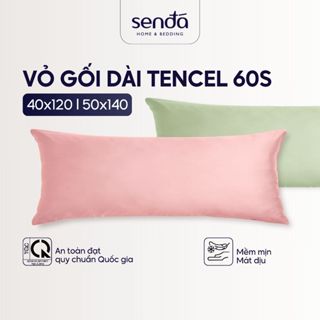  Vỏ gối dài lụa Tencel Sen Đá Home Bedding 40x120 50x140 trơn màu kẻ sọc áo gối đôi dùng được cho ruột gối MUJI 