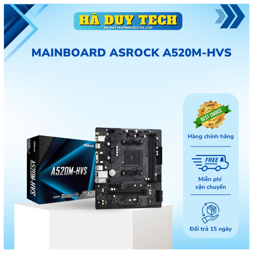 MAINBOARD ASROCK A520M-HVS- Chính Hãng- BH 36th- HaDuyTech