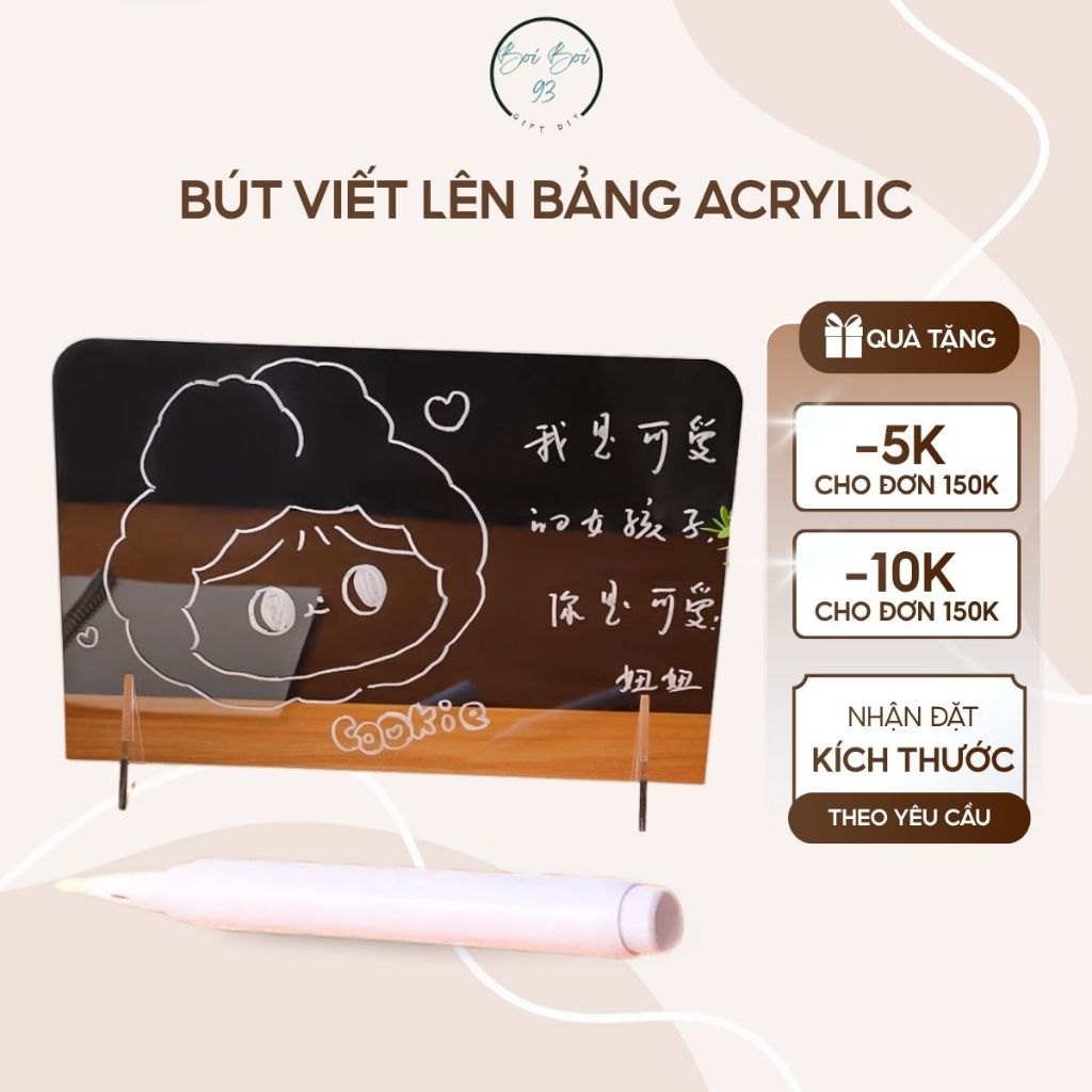 Bút viết lên bảng acrylic, gương, bề mặt kính, mực màu trắng dễ tẩy xoá