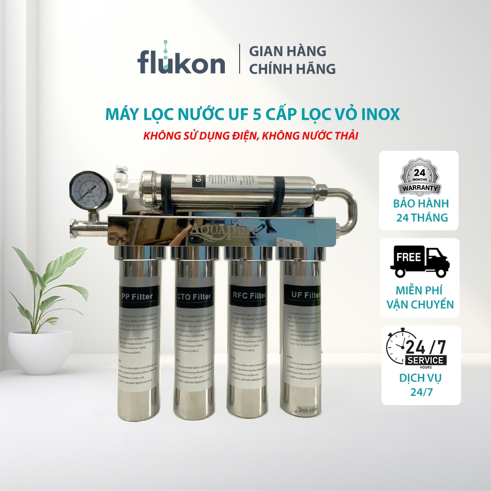 Máy Lọc Nước UF 5 Cấp Uống Trực Tiếp, Loại Bỏ Canxi  Không Sử Dụng Điện, Không Bình Tích Áp Nhỏ Gọn