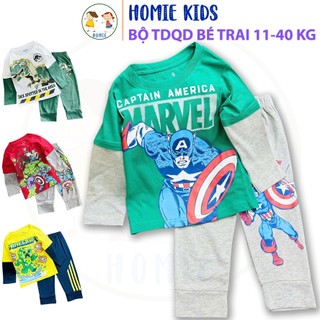  Bộ quần áo bé trai size đại 11-40 kg set đồ bộ trẻ em tay dài quần dài thun cotton in hình labubu capybara Homie Kids 