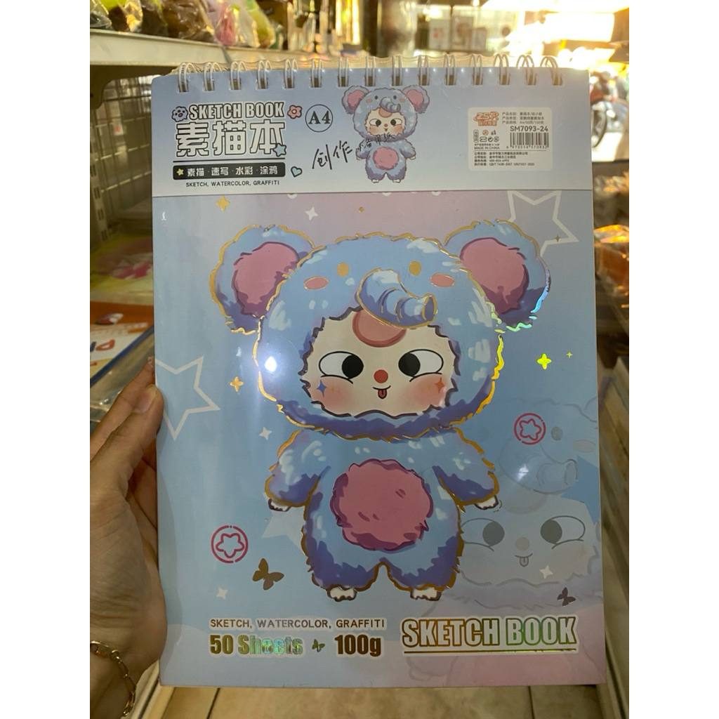 Vở vẽ lò xo A4, sổ vẽ lò xo A4, sổ phát thảo, định lượng giấy 100gsm, 50 tờ