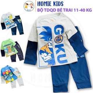  Đồ bộ bé trai size đại 11-40 kg set quần áo dài tay trẻ em thun cotton in hoạt hình siêu nhân đẹp cá tính Homie Kids 