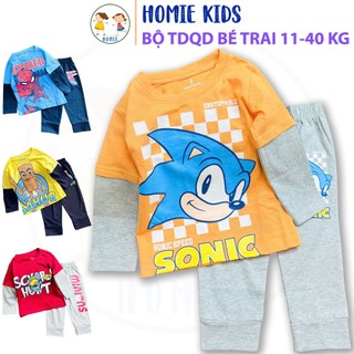  Bộ tay dài quần dài bé trai 11-40 kg set quần áo trẻ em size đại thun cotton in hoạt hình ôtô khủng long đẹp Homie Kids 