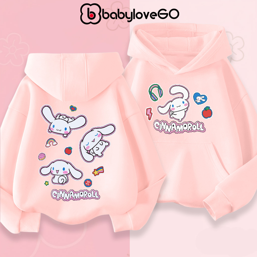 Áo nỉ bé gái BabyloveGO áo khoác hoodie dày ấm có túi và mũ trùm đầu cho bé 1-10 tuổi